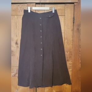 Vintage A-Line Brown Skirt with Button Detail